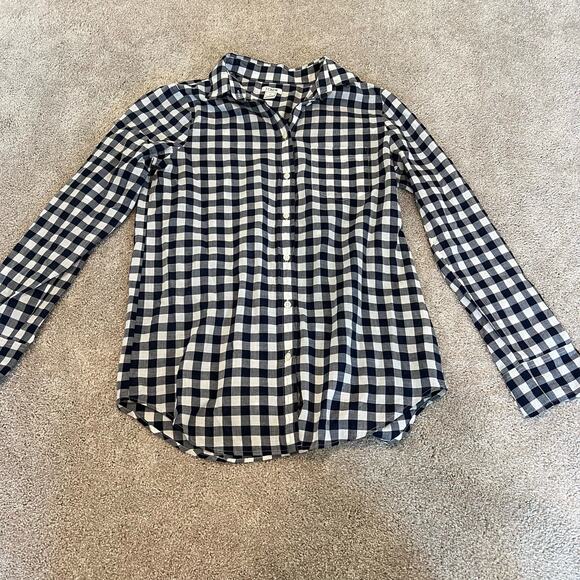 J Crew Women's Longsleeve Gingham Flannel Button Down Size XS - Picture 6 of 8